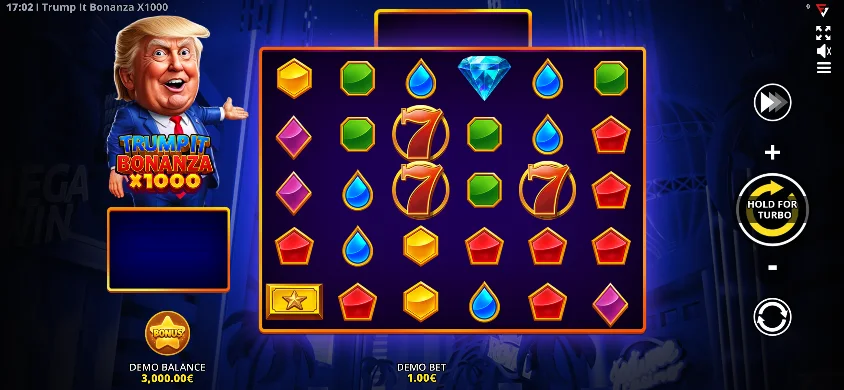 Trump It Bonanza x1000 mobile landscape gameplay screenshot